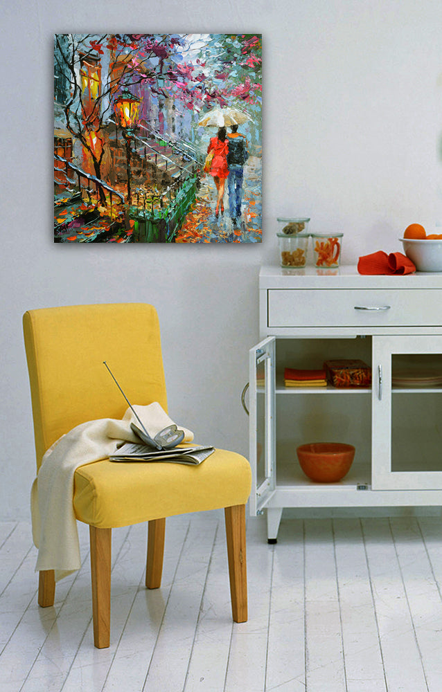 Autumn evening October Cityscape painting on canvas | Dmitry Spiros