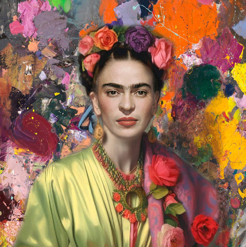 Original Portrait Inspired by Frida Kahlo — Mixed Media Painting
