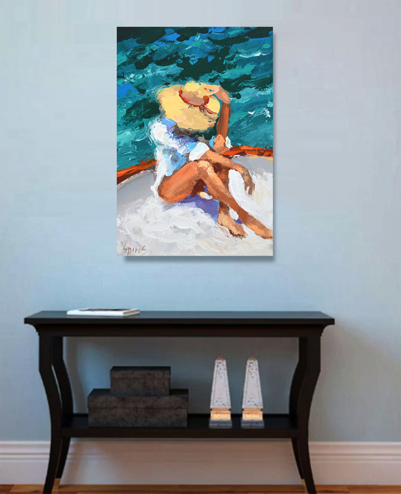 The girl by the shore painting