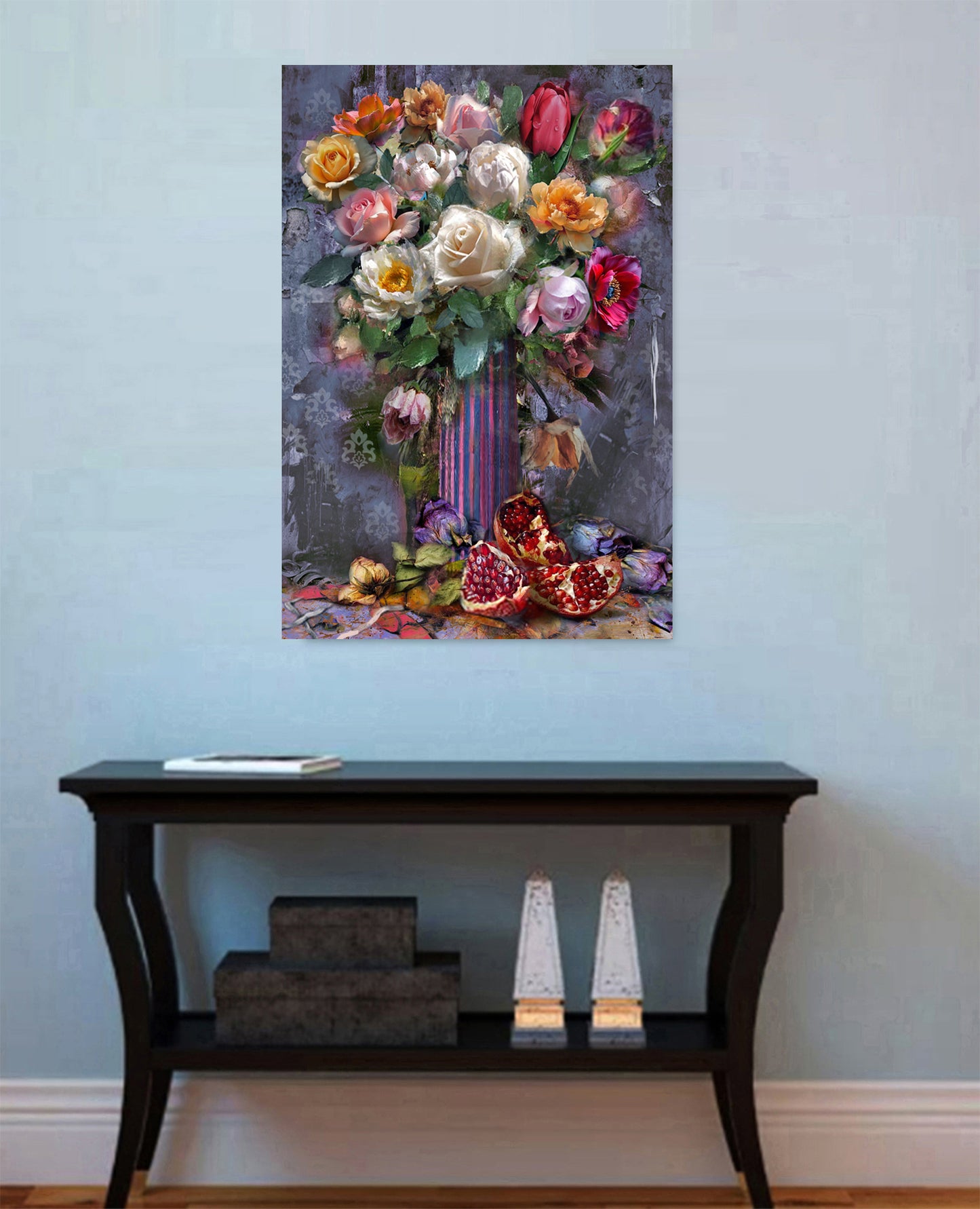 Conceptual abstract art painting titled Premonition of Diffusion 2, featuring layered forms, flowing movement, and a sense of expansion through modern abstraction
