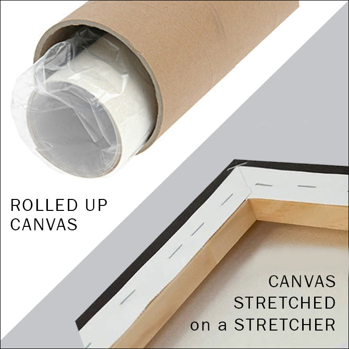 Rolled canvas autumn forest landscape painting ready for shipping