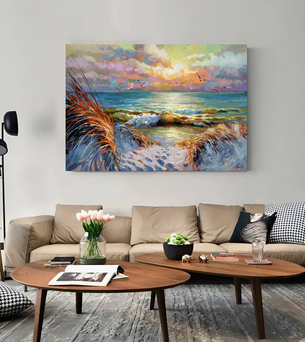 Original beach and sea painting by Dmitry Spiros – Sea Dunes in the Evening