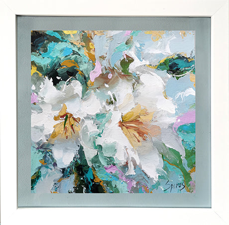 Lillies abstract flowers acrylic painting