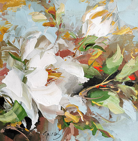 blooming tree flowers abstract acrylic painting