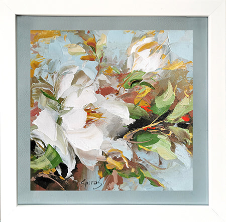 blooming tree flowers abstract acrylic painting