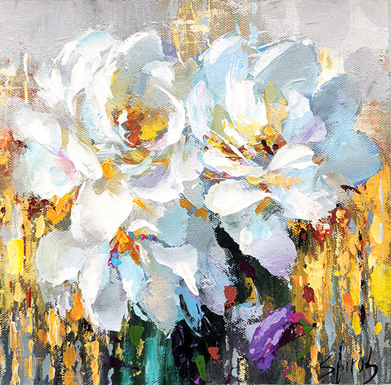 Abstract flowers acrylic painting