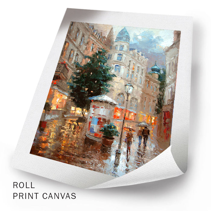 Rainy street in Baden Baden – City scene Painting | Dmitry Spiros