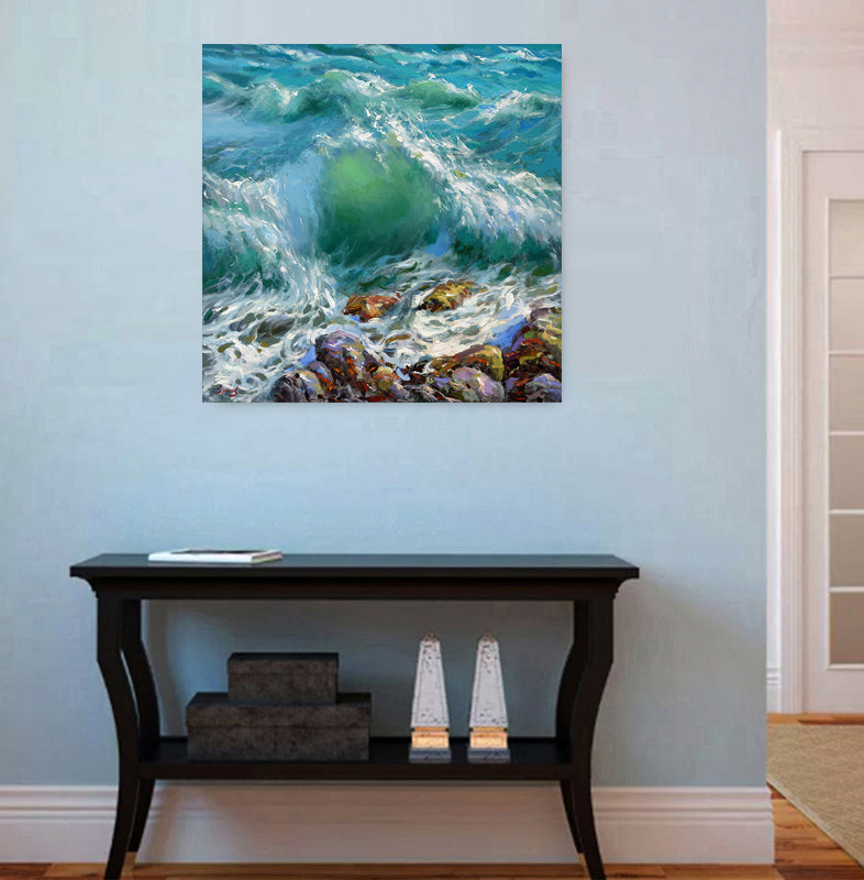 Paisaje marino con olas del Caribe