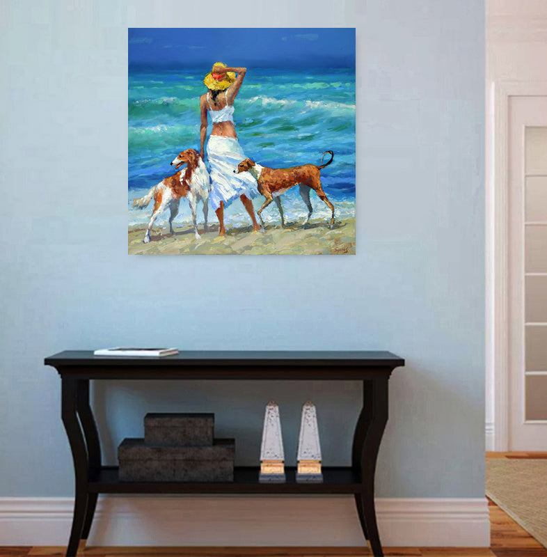 The girl by the shore painting