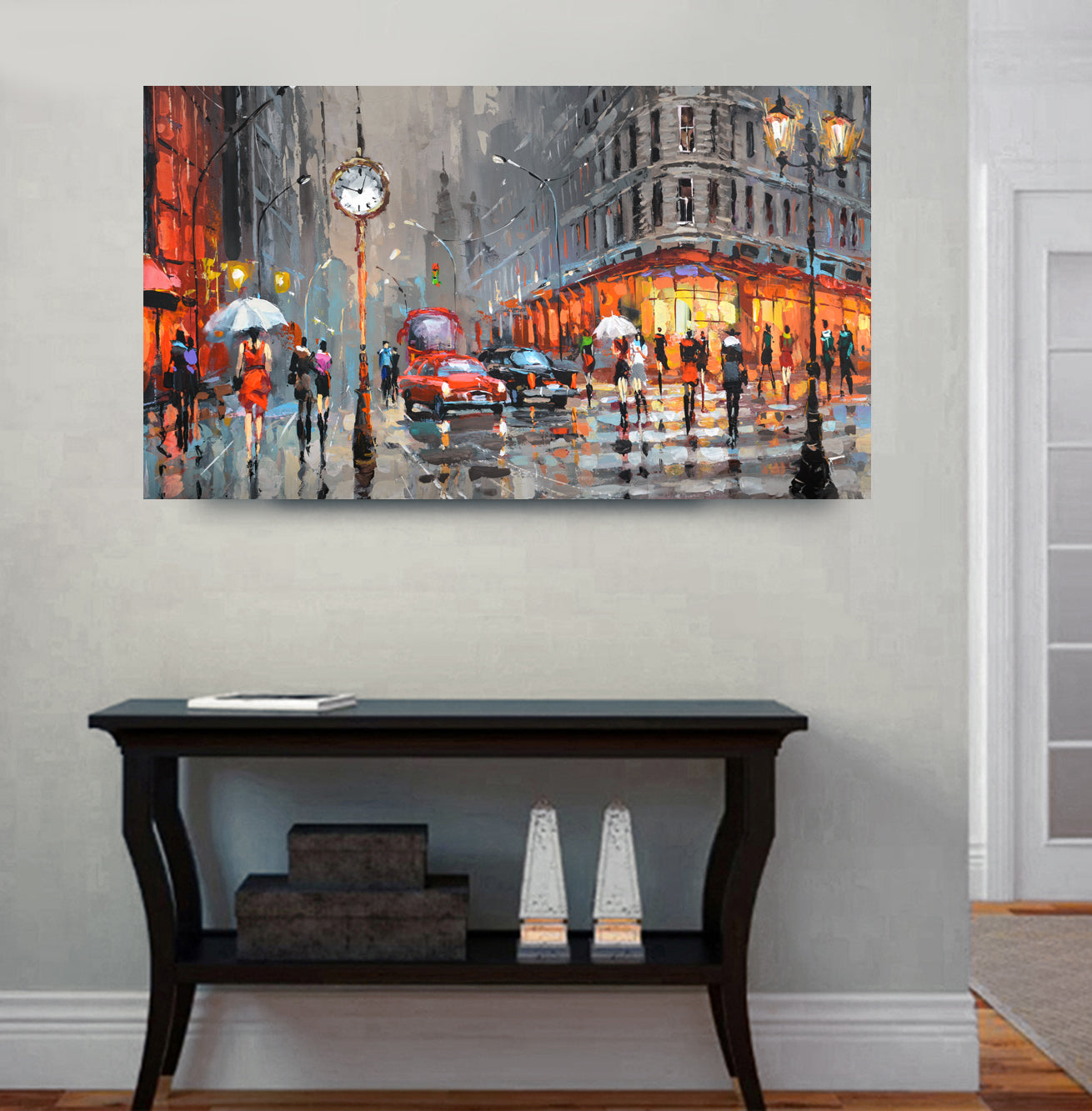 Rainy city– Impressionist Cityscape Painting