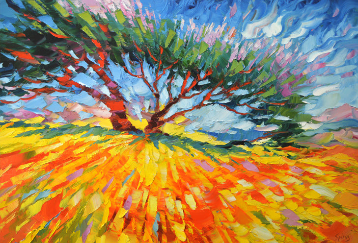 Abstract landscape savana painting