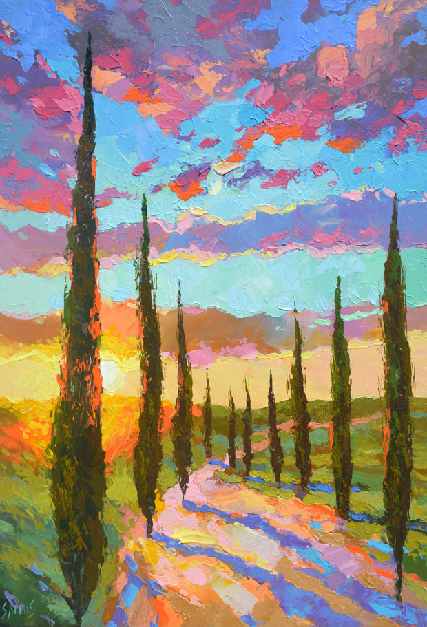tuscany italian sunset landscape painting