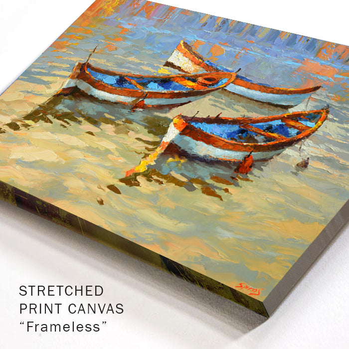 Seascape painting "Boats in the sunset" painted by dmitry spiros