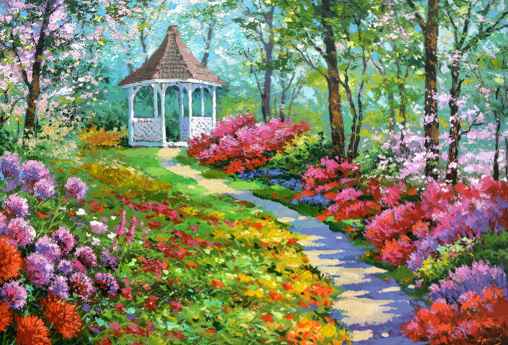 Alley of Garden – Original Impressionist Garden Landscape Painting