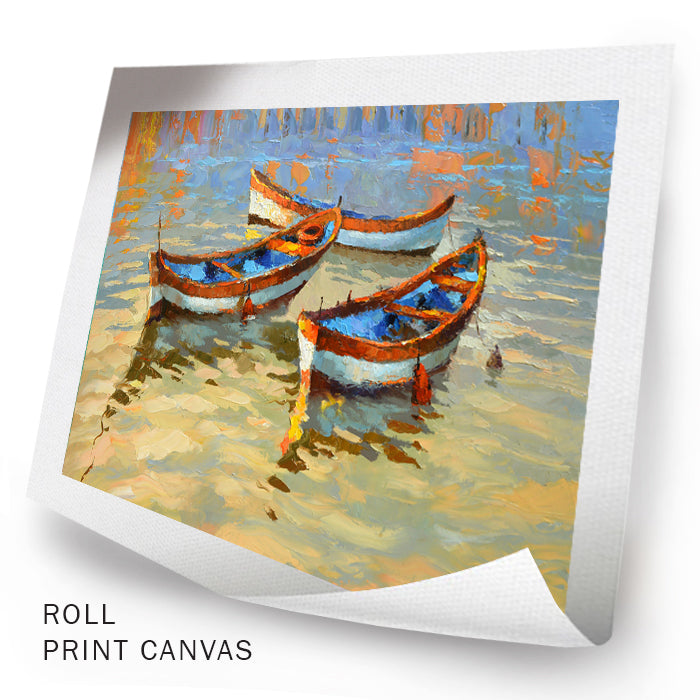 Seascape painting "Boats in the sunset" painted by dmitry spiros