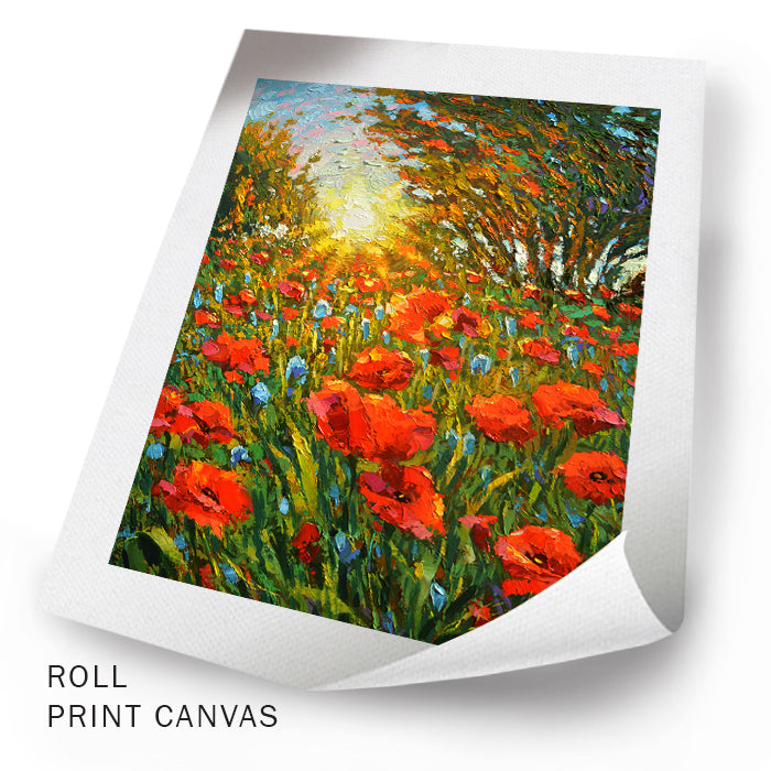 Landscape Poppies at sunset painting