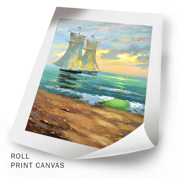 Seascape painting "Boats&sunset" painted by dmitry spiros