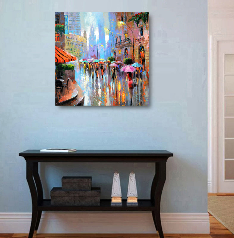 Cityscape painting "Cityscape drizzling evening rain" painted by dmitry spiros