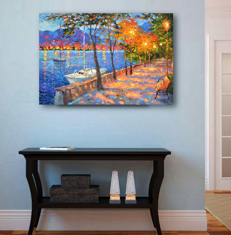 cityscape painting "Cityscape blue bay" painted by dmitry spiros