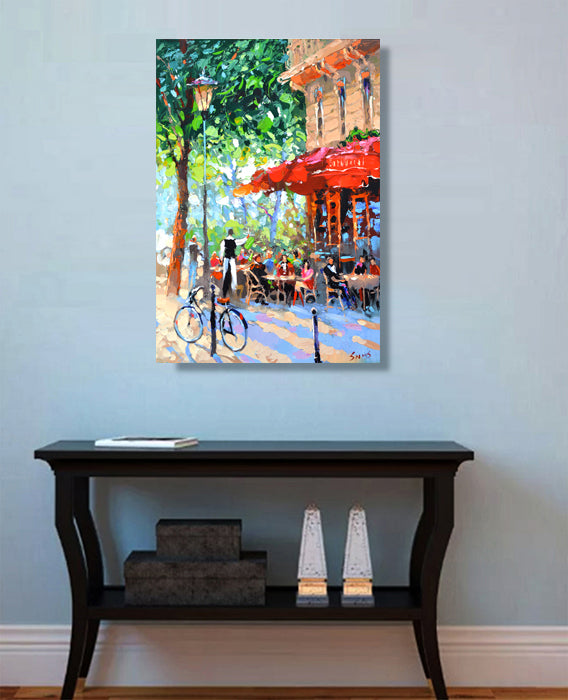 cityscape painting "At the parisian cafe" painted by dmitry spiros
