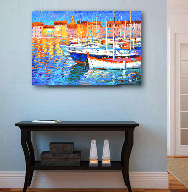 seascape painting "At the boat station" painted by dmitry spiros
