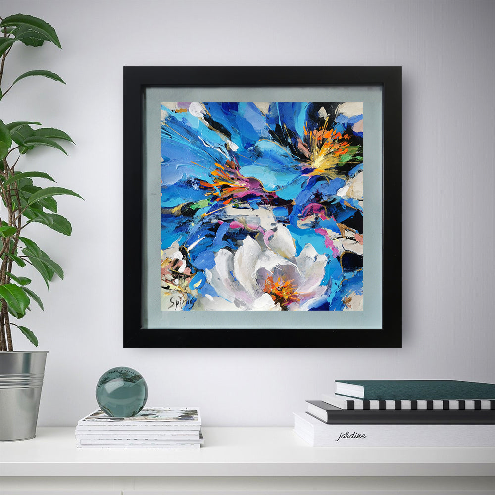 Contemporary abstract art painting titled Abstract Composition 1, featuring balanced forms, layered composition, and expressive modern abstraction