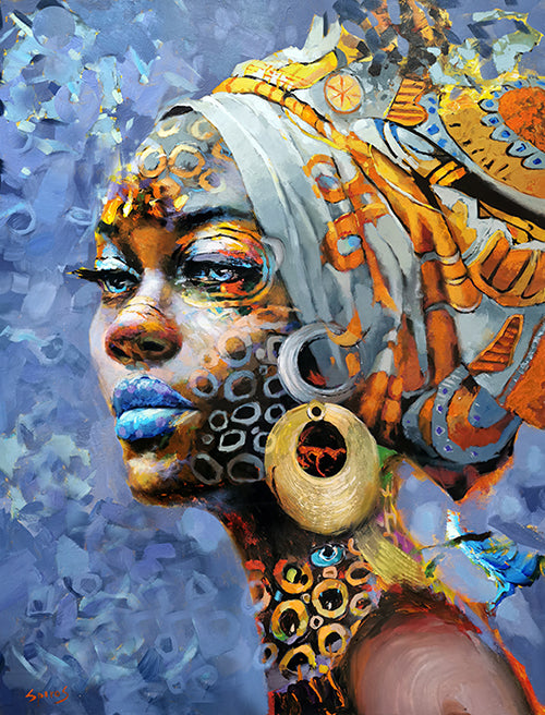 Expressive contemporary female portrait painting from the Female Images series, featuring an abstract modern woman composition with emotional depth and artistic texture.