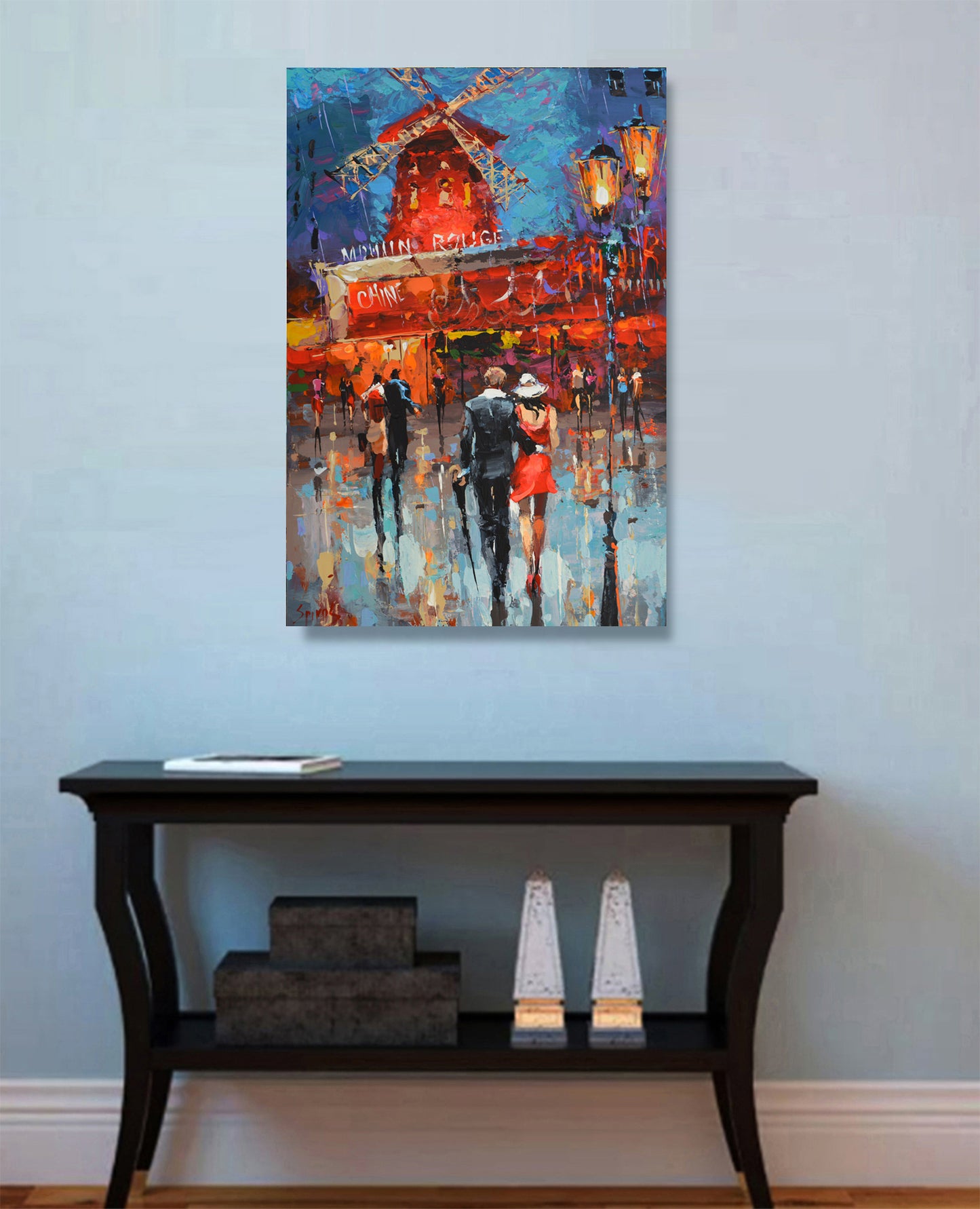 Contemporary atmospheric Paris night artwork with reflections by Dmitry Spiros