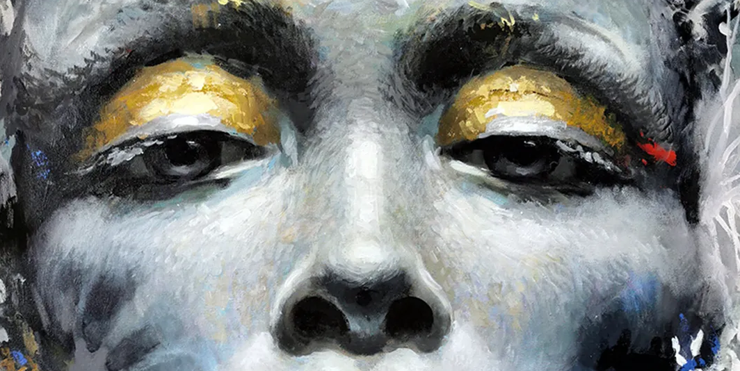 Close-up of African woman portrait with decorative artistic elements