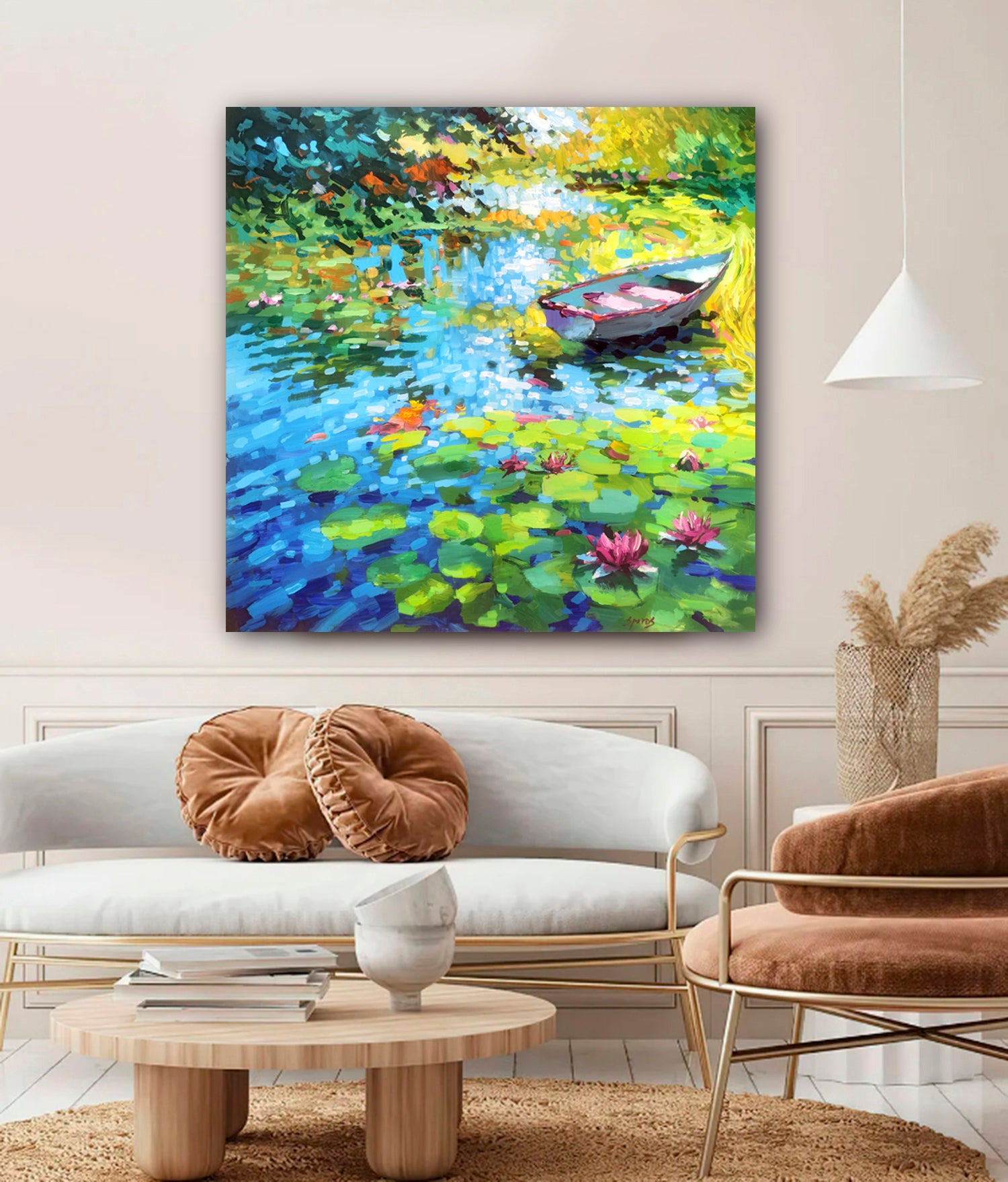 Pond with water lillies landscape Painting
