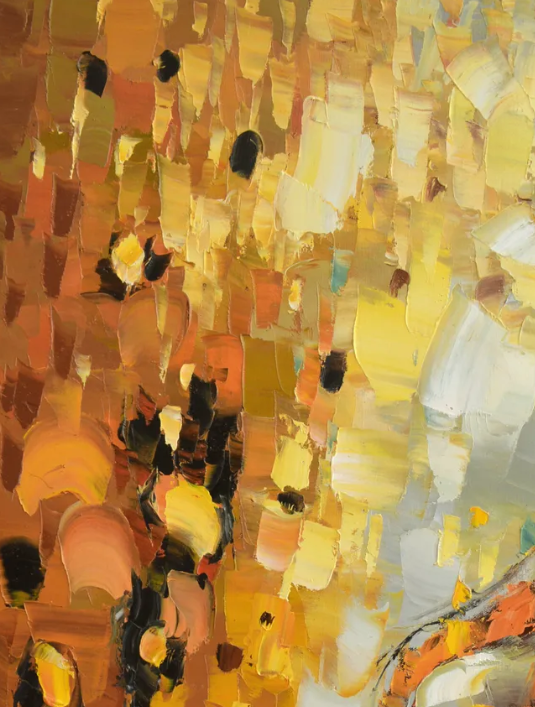 Golden ornamental textures and brushwork from woman portrait painting