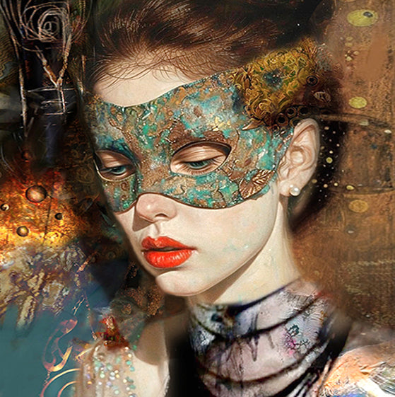 Impressionist female portrait painting on canvas featuring soft brushstrokes, subtle facial expression, layered colors, and emotional depth, fine art by Dmitry Spiros.