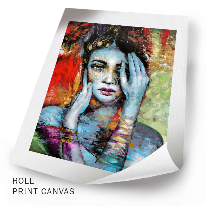 Impressionist modern female portrait painting on canvas