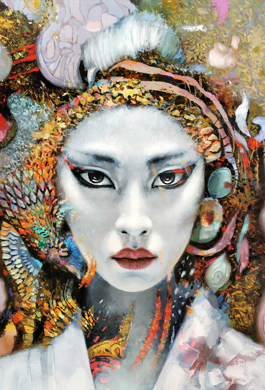 Japanise face woman painting by Dmitry Spiros