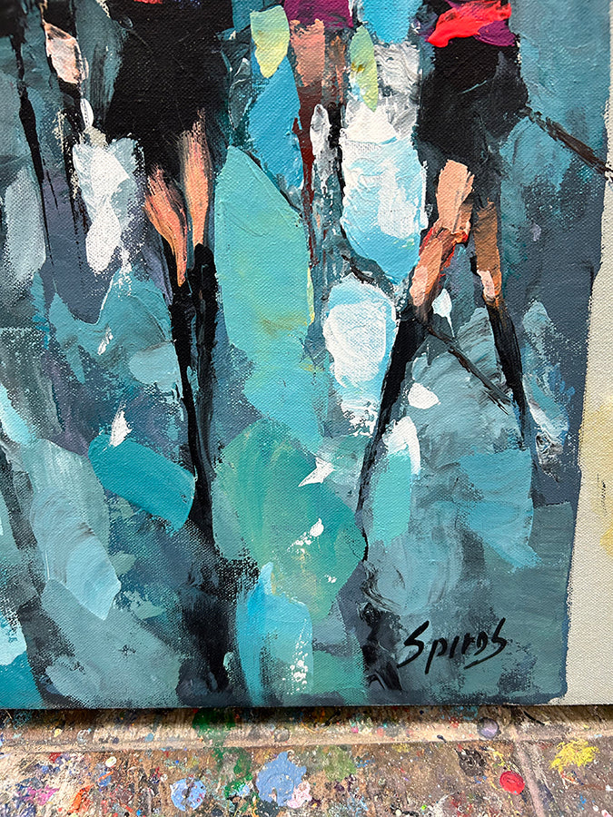 Midnight City Pulse is an original contemporary cityscape painting