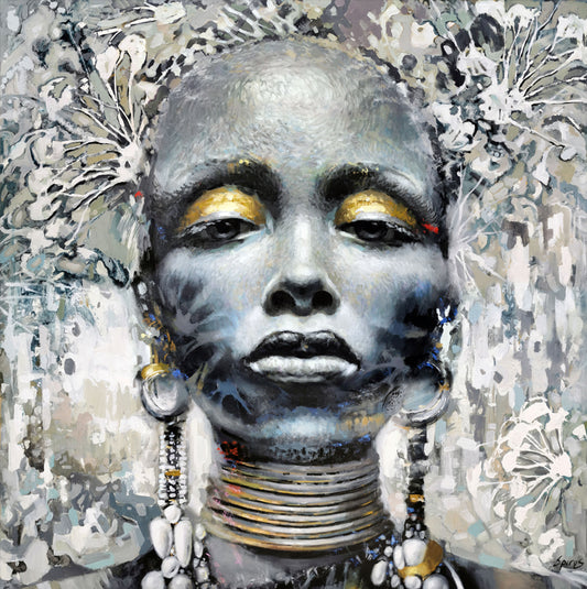 Impressionist female portrait painting titled Naema, featuring soft light, expressive brushwork, and an elegant, emotional atmosphere