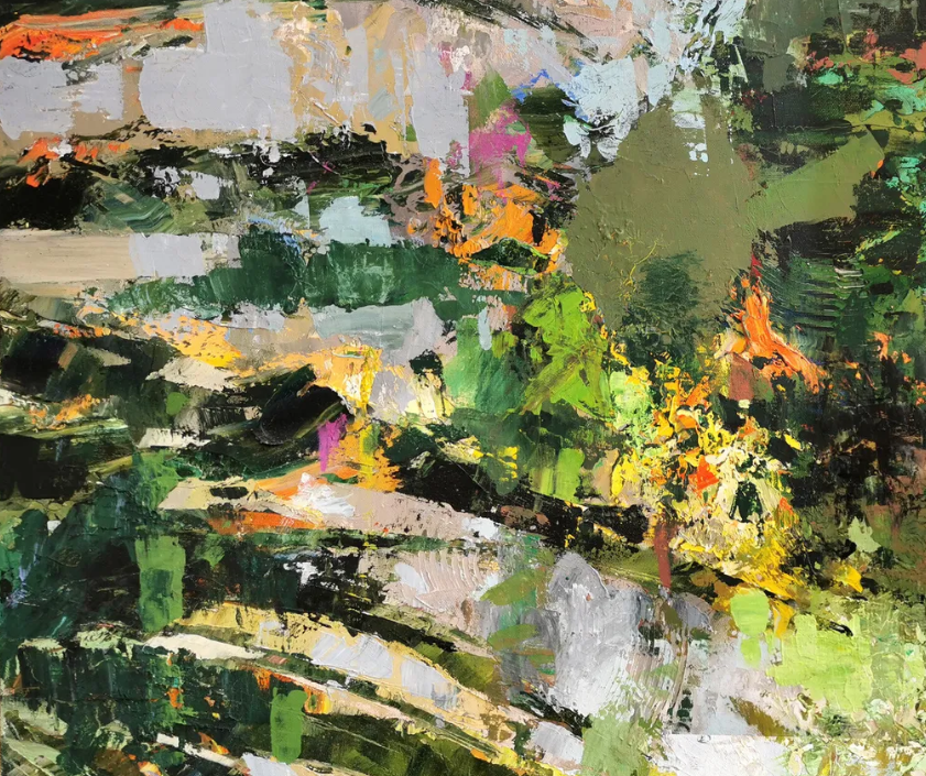 Abstract natural textures and colors from contemporary portrait painting