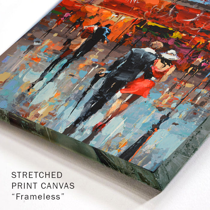 Original European night street art painting by Dmitry Spiros – Moulin Rouge at Night