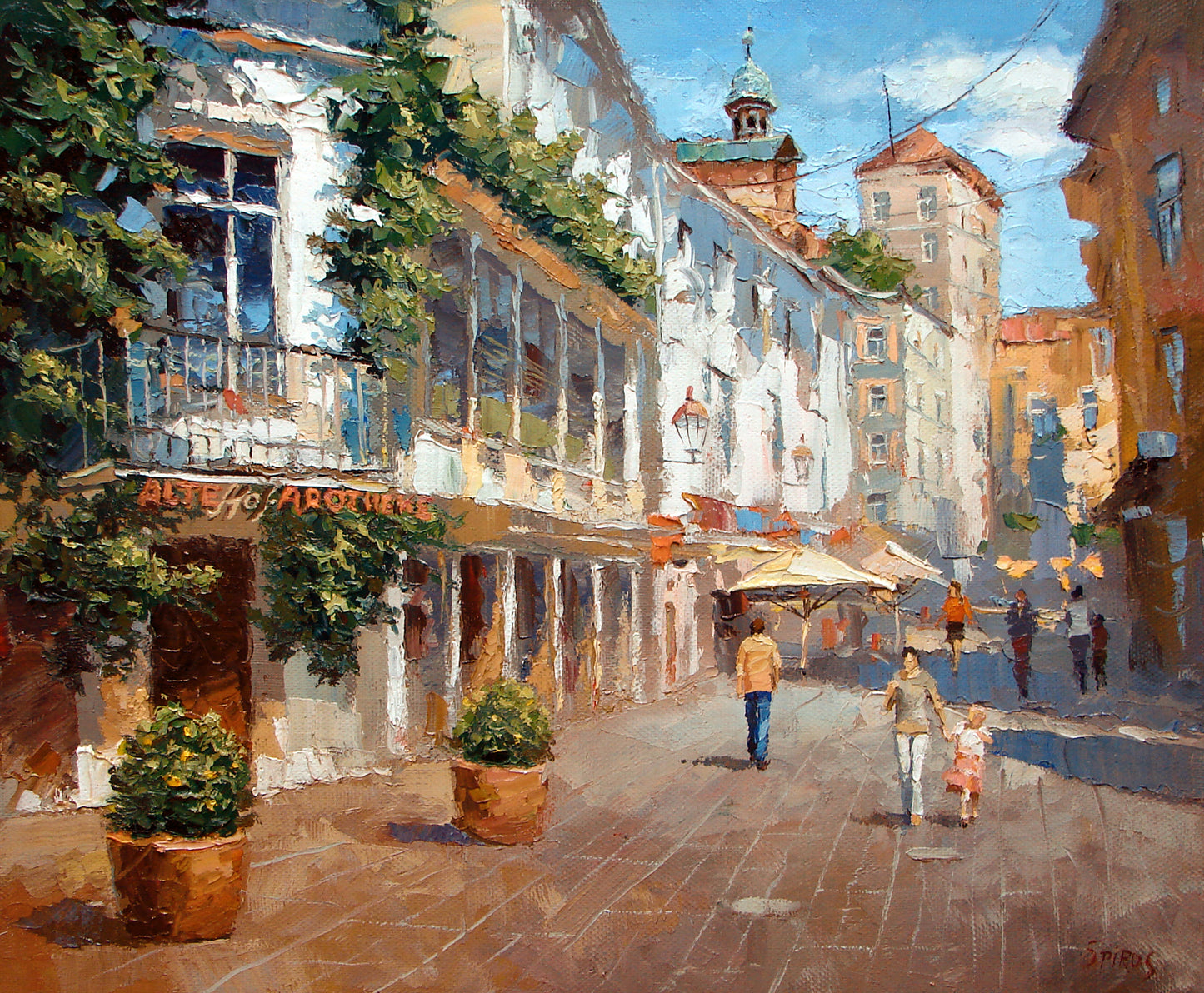 Original atmospheric cityscape painting of Baden-Baden by Dmitry Spiros