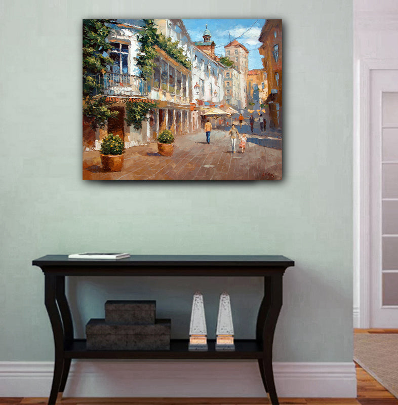 Original atmospheric cityscape painting of Baden-Baden by Dmitry Spiros