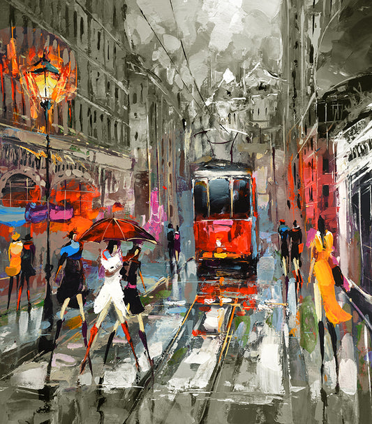 Parisian autumn impressionist cityscape painting