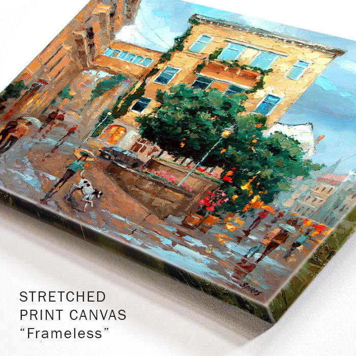 Rainy Baden-Baden art with reflections and wet street scene by Dmitry Spiros