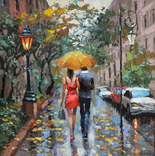 Cityscape Rainy street painting on canvas | Dmitry Spiros