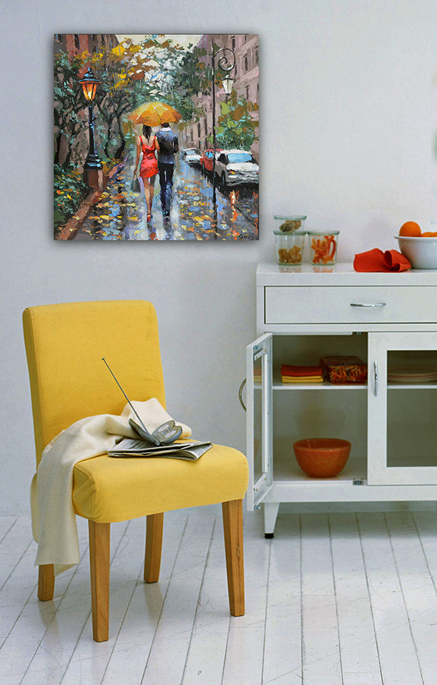 Cityscape Rainy street painting on canvas | Dmitry Spiros