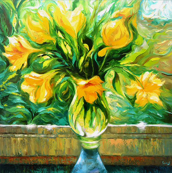 Vase with yellow flowers