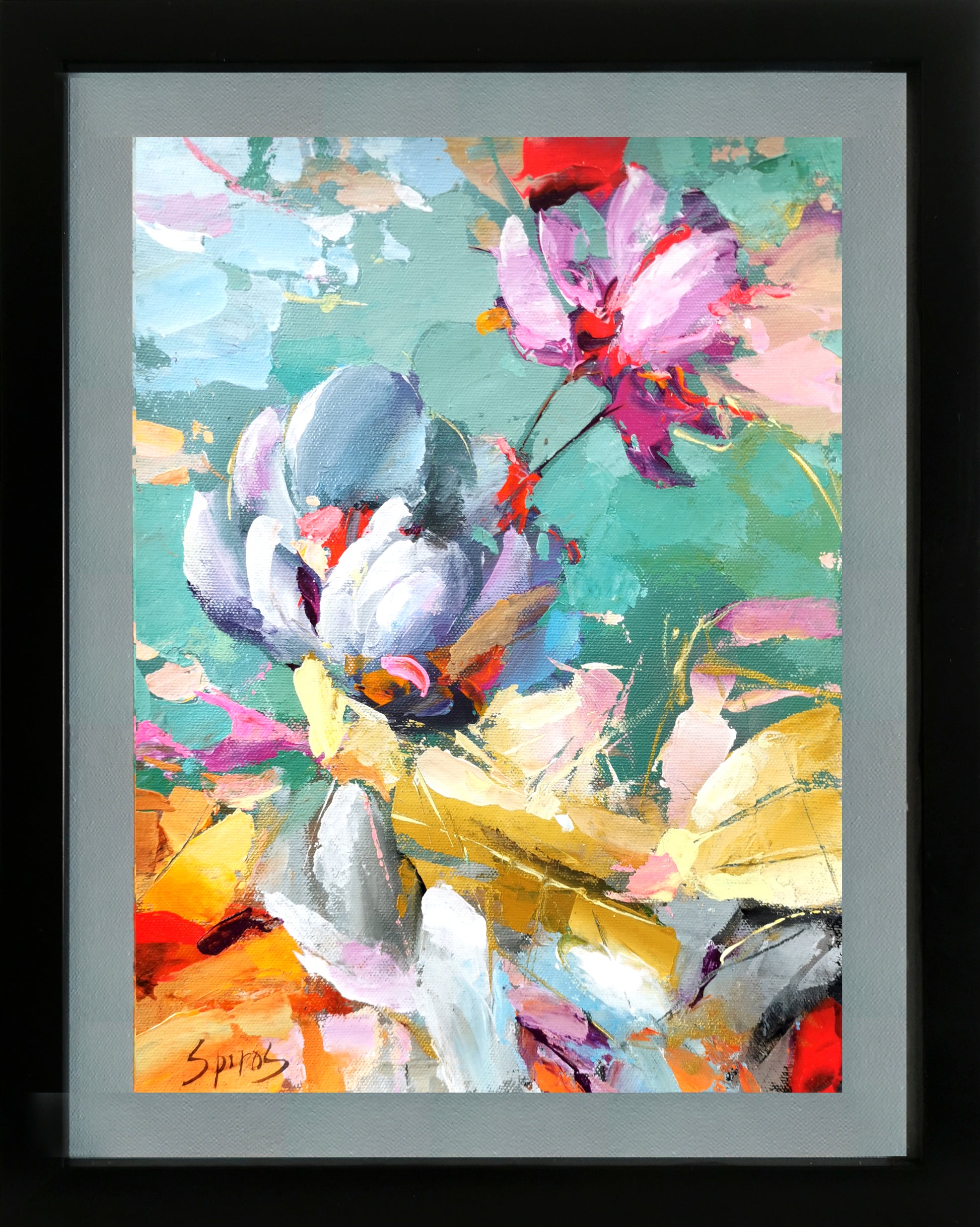 abstract composition painting with frame