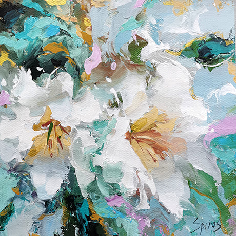 Lillies abstract flowers acrylic painting