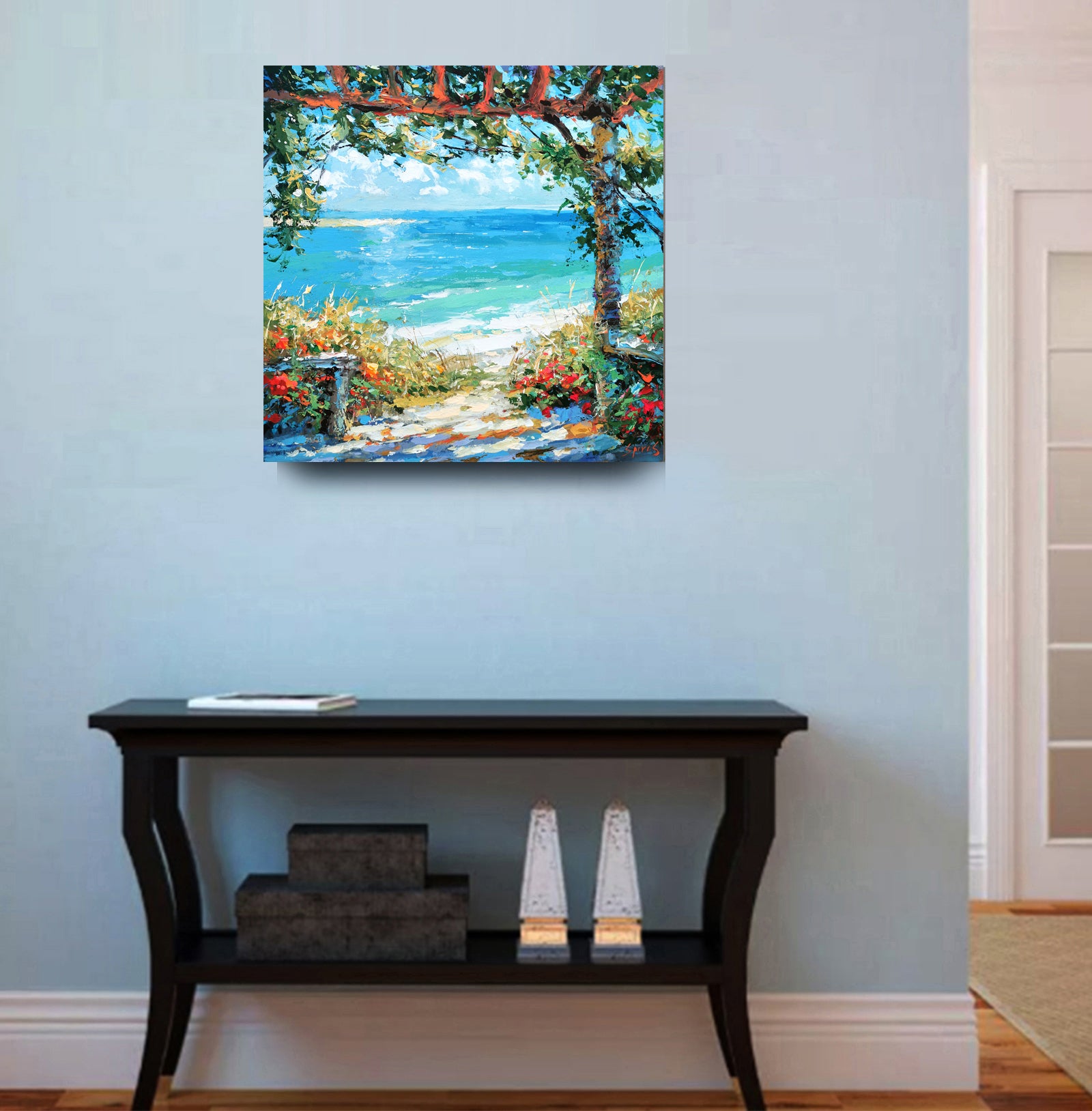 Tranquil Shore store - 61cm x 61cm - Original hand painted Acrylic Seascape Painting