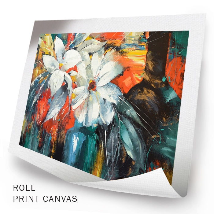 Textured brushstrokes in floral still life painting with yellow flowers