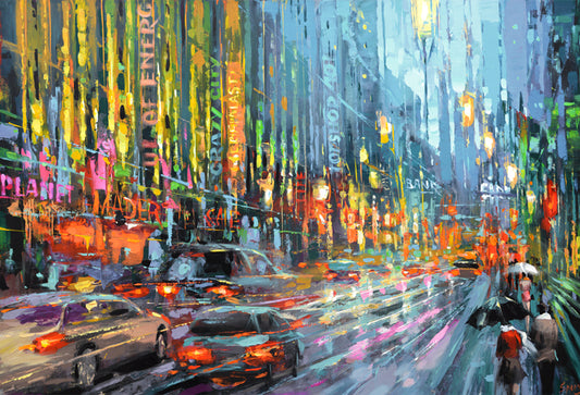 original cityscape painting on canvas modern urban art